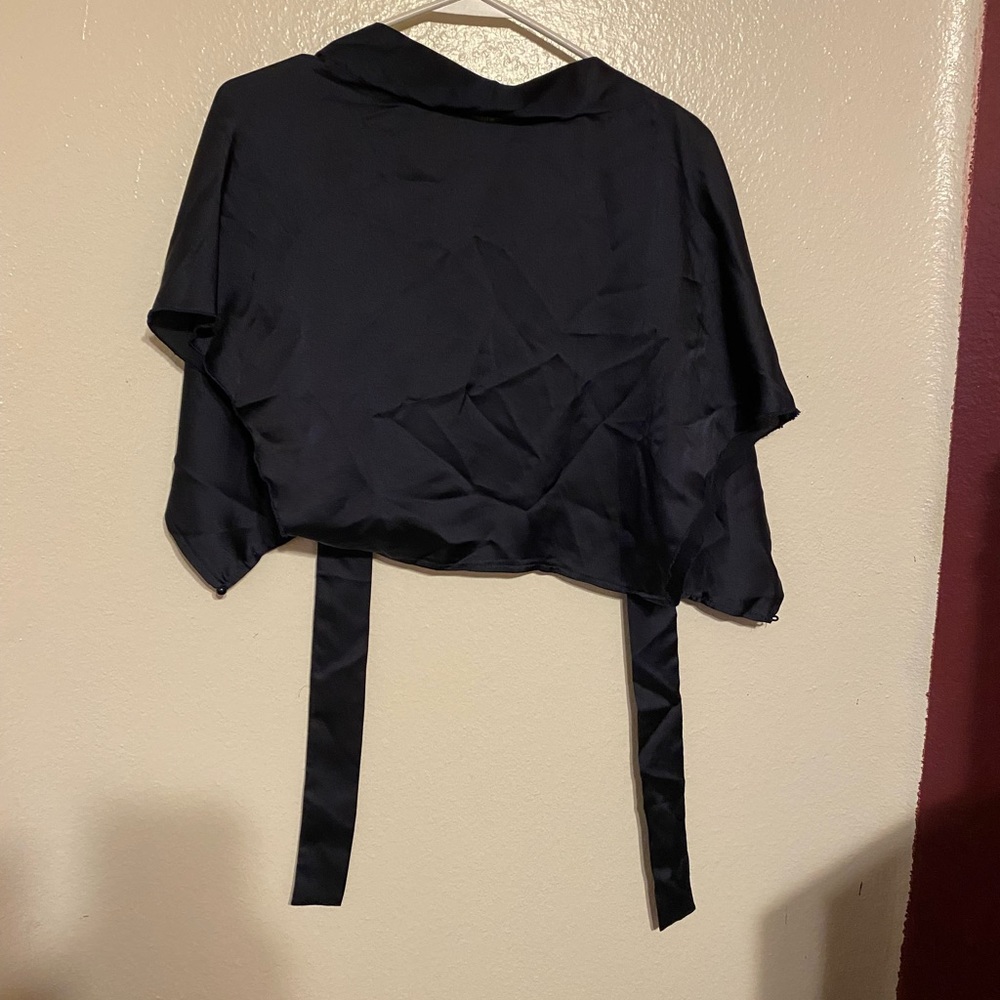 SHEIN black backless tie back blouse